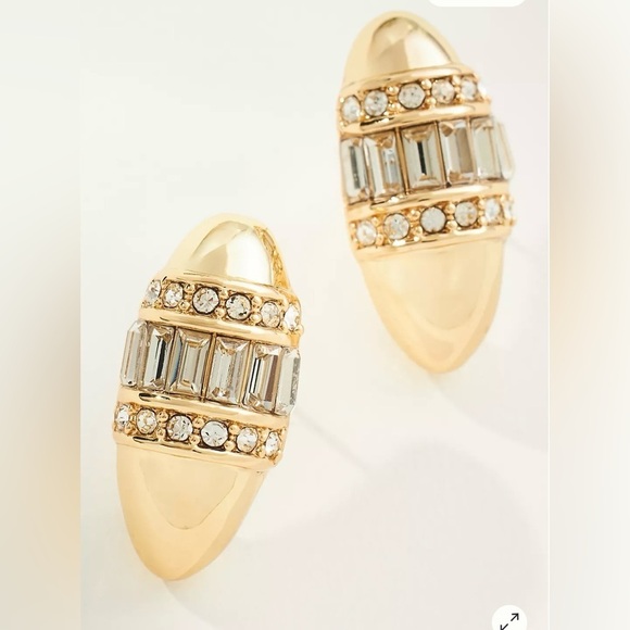 Anthropologie Jewelry - NEW with tags (NWT) Anthropologie Crystal and gold Oval Post Earrings
